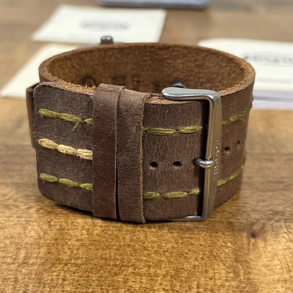 Fossil Men's Leather Banded Watch Brown JR-8801 W/ Box & Papers - Needs Battery
